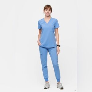 Figs Catarina Ciel Blue Scrub Top Medium